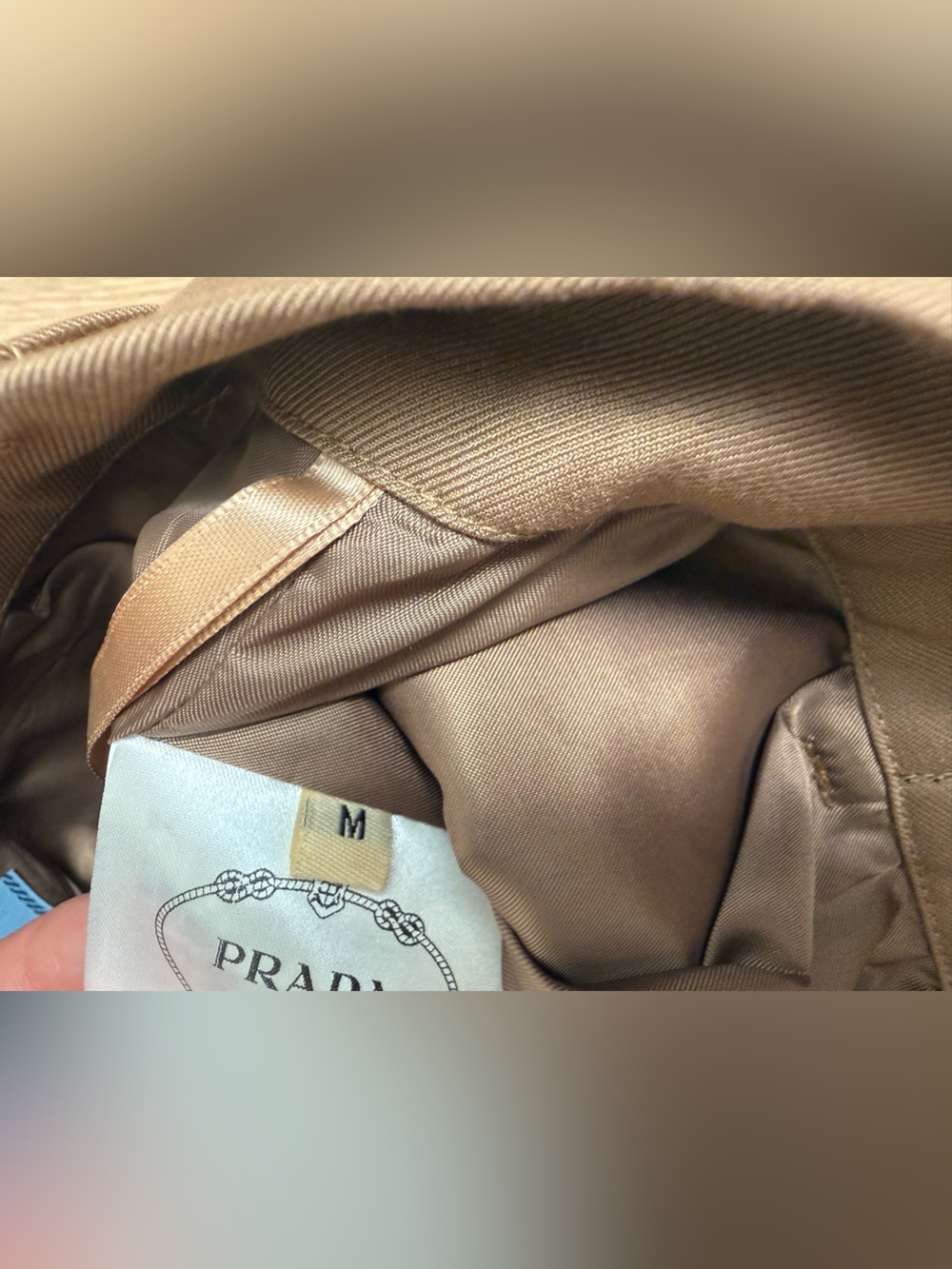 Prada Brown/Tan Lined Shorts with Blue Logo Tag - Picture 9 of 10